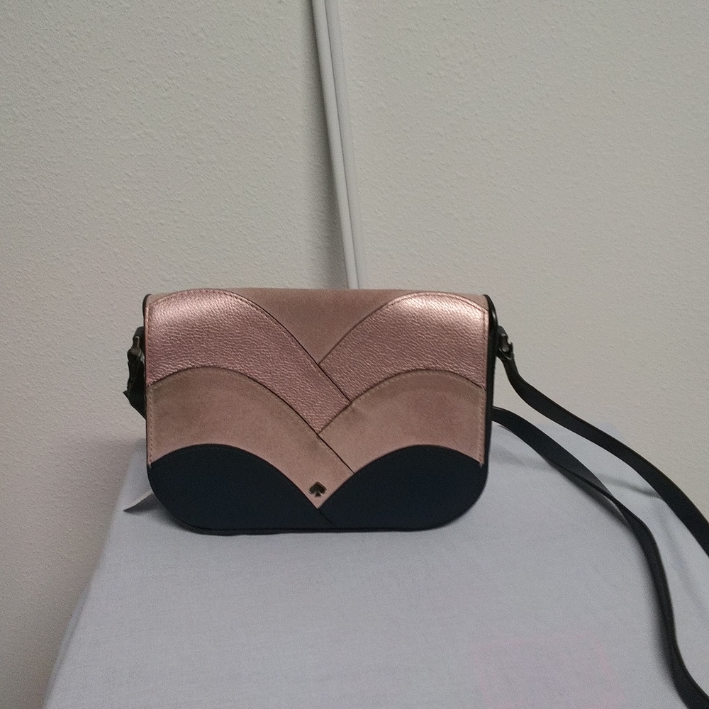 Kate Spade Metallic Pink and Navy Crossbody Bag
